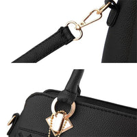 Fashion Black Lady Simple Hand Bags Women Handbags Tassel PU Leather Totes Bag Top-Handle Embroidery Crossbody Bag Shoulder Bag