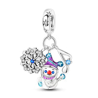 Holiday 925 Sterling Silver Polar Bear Funny Santa Charm Fit Original Bracelet Spinning Carousel Snowman Charm Christmas Jewelry