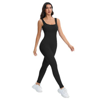 Shapewear Jumpsuits for Women Built- In Bra Bodycon Square Neck Sleeveless Summer Rompers Ribbed Jumpsuit