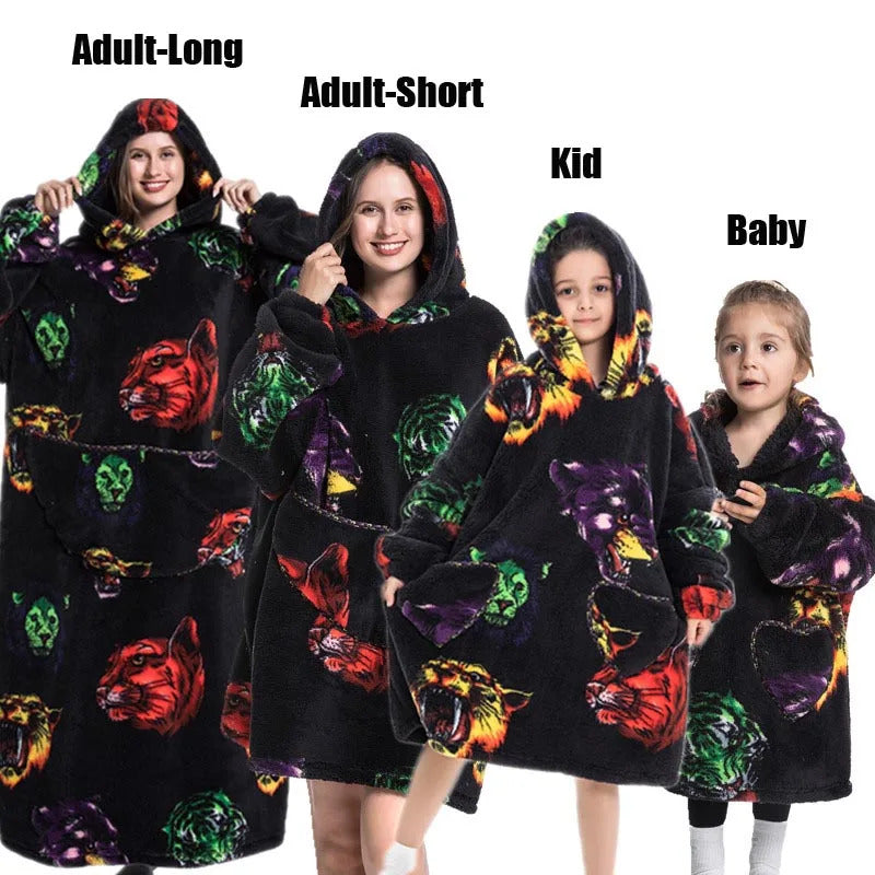 Winter Hoodies Sweatshirt Women Men Pullover Fleece Giant TV Oversized Blanket with Sleeves Adult Halloween Pumpkin Clothing