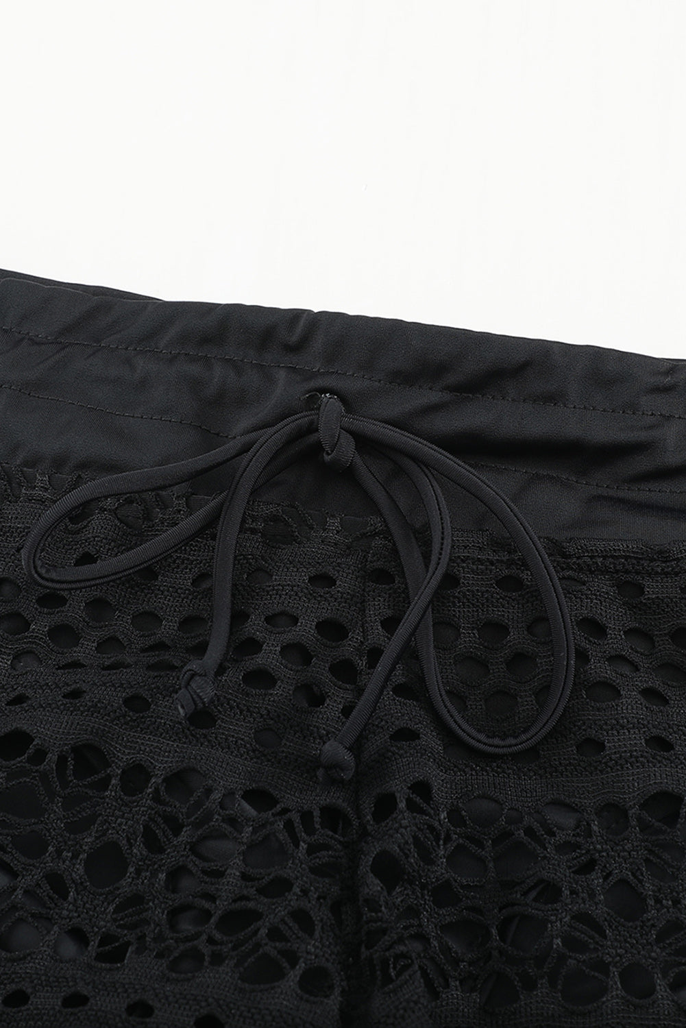 Black Lace Shorts Attached Swim Bottom