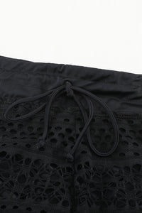 Black Lace Shorts Attached Swim Bottom