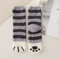 Autumn Winter Coral Velvet Socks Cute Cat Claw Socks For Women Children Girls Middle Tube Thickened Sleep Socks Home Floor Socks