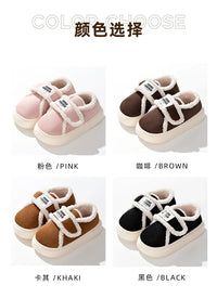 Warm Cotton Slippers Women Men Winter Platform Shoes Soft Plush Thick Sole Couples Indoor Home Floor Footwear With Heels