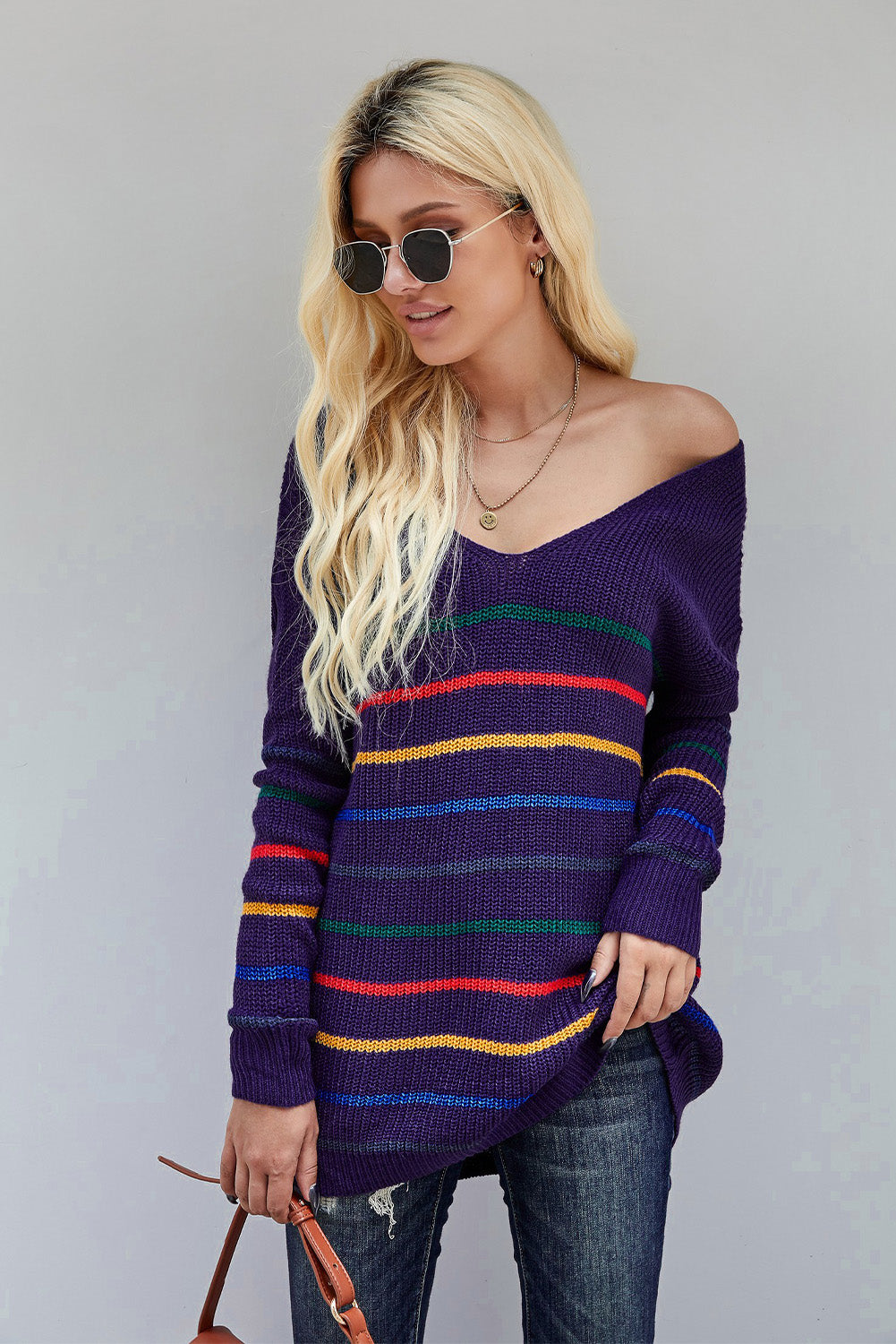 Multicolor Striped Knit Sweater