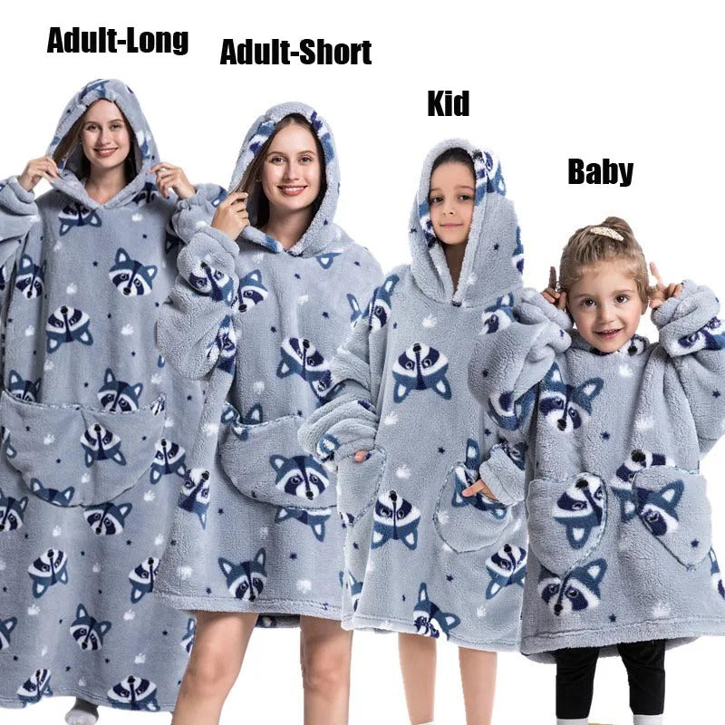 Winter Hoodies Sweatshirt Women Men Pullover Fleece Giant TV Oversized Blanket with Sleeves Adult Halloween Pumpkin Clothing