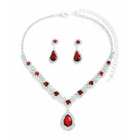 3 pieces of women's crystal droplet necklace with earrings set for wedding evening dress accessories