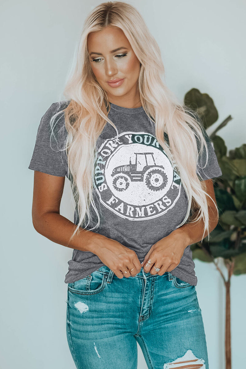 Gray SUPPORT YOUR LOCAL FARMERS Graphic Tee