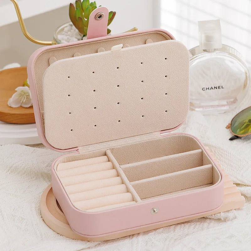 Portable Jewelry Storage Box Travel Organizer Jewelry Case Leather Storage Earrings Necklace Ring Jewelry Organizer Display