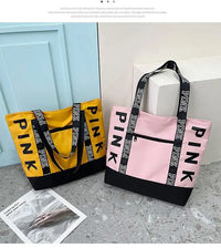 Sports Fitness Tote Bag Nylon Fabric Bags Women Handbag Pink Letter Graphic Tote Handbags Woman Shoulder Bags Casual