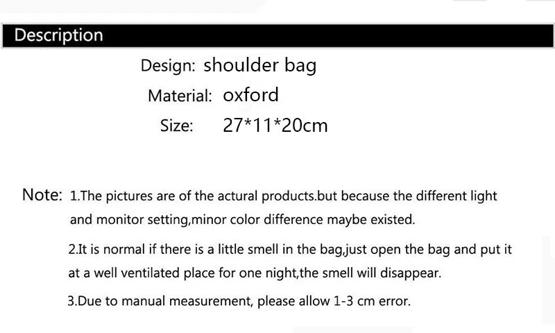 Casual Women Shoulder Messenger Bag Oxford Waterproof Zipper Handbags Package Female Large Capacity Travel Crossbody Bag