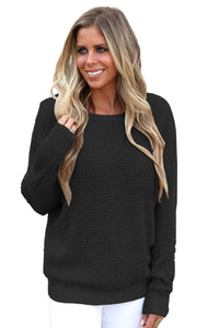 Brown Cross Back Hollow-out Sweater