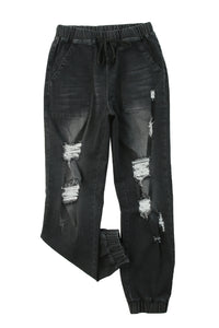 Black Pocketed Distressed Denim Jean