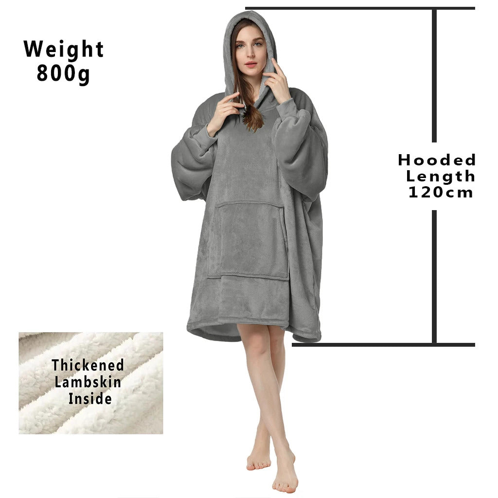 Winter Hoodies Sweatshirt Women Men Pullover Fleece Giant TV Oversized Blanket with Long Flannel Sleeves