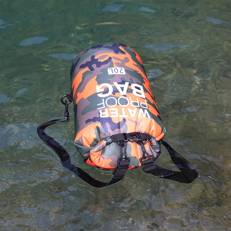 2/5/10/15/30L Outdoor Camouflage Waterproof Dry Bags Portable Rafting Diving Dry Bag Sack PVC Swimming Bags for River Trekking