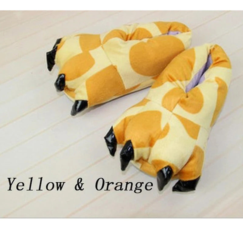 Winter Warm Soft Indoor Floor Slippers Women Men Shoes Paw Funny Animal Christmas Monster Dinosaur Claw Plush Home