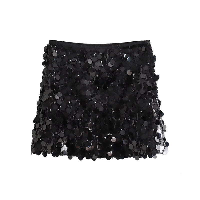 Koekop Fashion Summer Women's Skirt Streetwear Glitter Short Skirt Sequin Mini Skirt Women Luxury High Waist Skirts for Woman