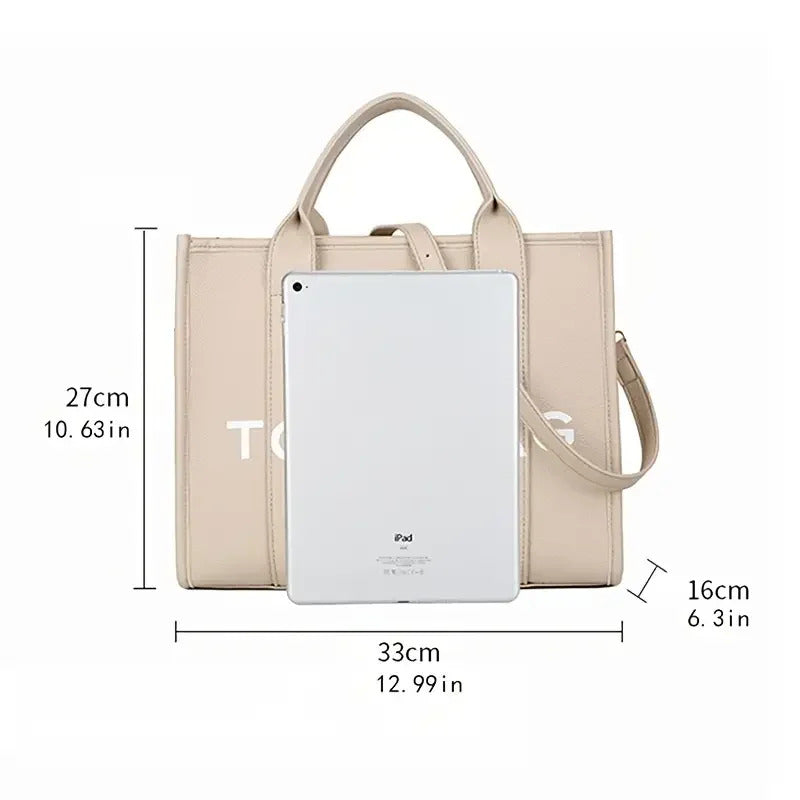 Women's Casual Tote Bag, Fashion PU Leather Shoulder Bag, Large Capacity Travel Handbag