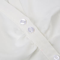 Solid Shirring Button Up Turn Down Collar Short Sleeve White Shirts Women Simple Casual Summer Clothes