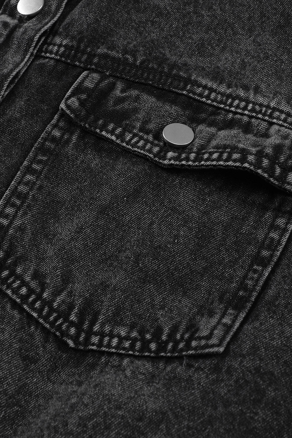 Blank Apparel - Black Pocket Raw Hem Buttoned Denim Jacket