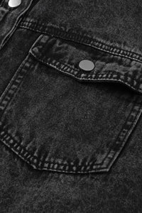 Blank Apparel - Black Pocket Raw Hem Buttoned Denim Jacket