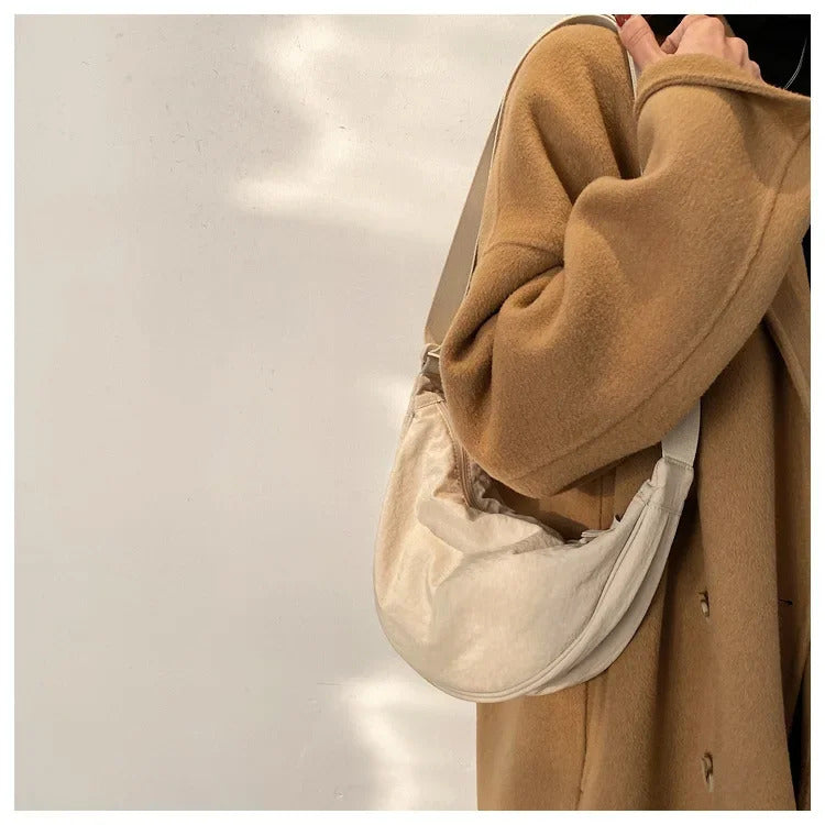 Casual Nylon Hobos Crossbody Bag for Women Shoulder Bag Woman Half Moon Chest Bags Tote Lady Travel Shopper Bag Female Purses