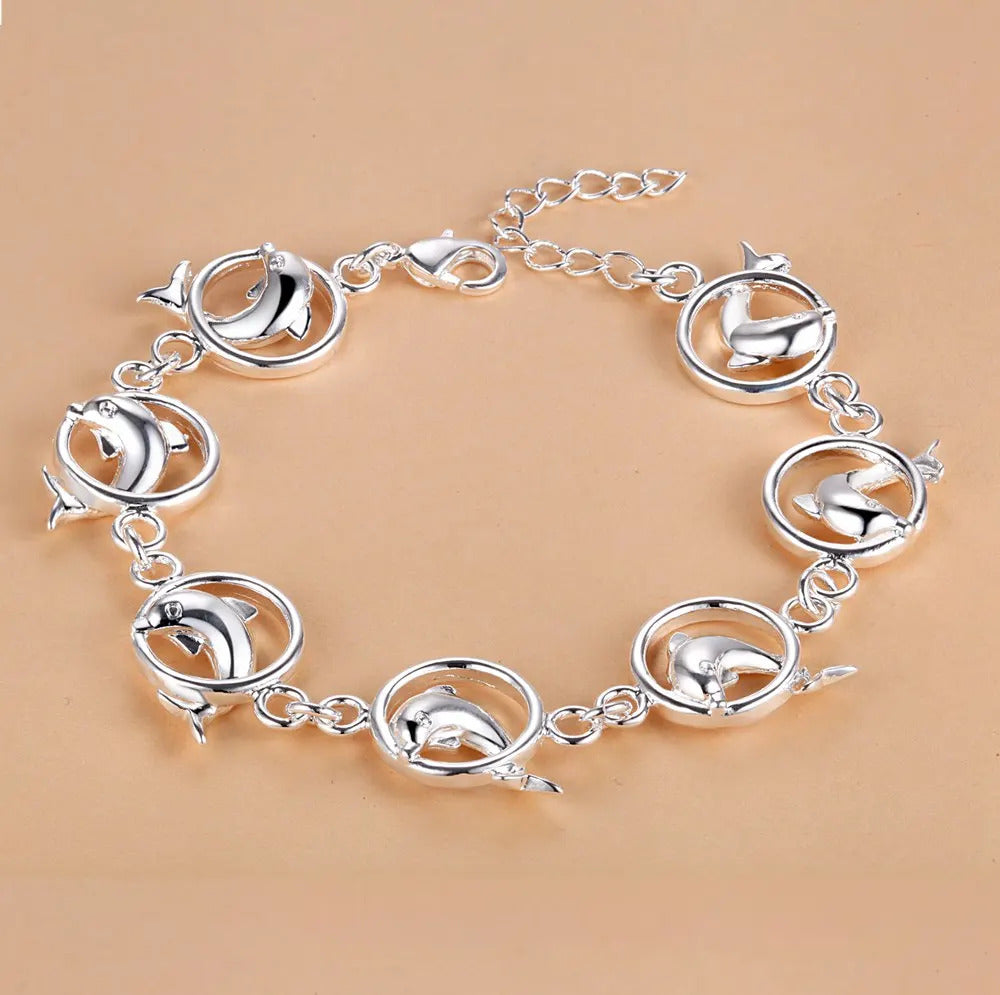 925 Sterling Silver Rose Flowe Bracelet Nice Snake Chain High Quality For Women Men Fashion Jewelry Wedding Engagement Party