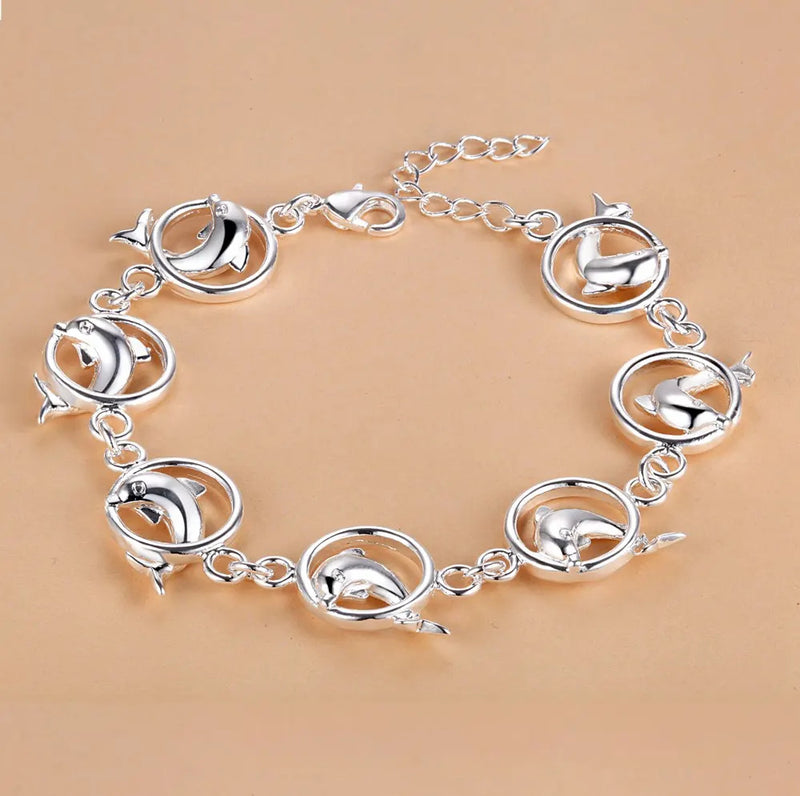 925 Sterling Silver Rose Flowe Bracelet Nice Snake Chain High Quality For Women Men Fashion Jewelry Wedding Engagement Party