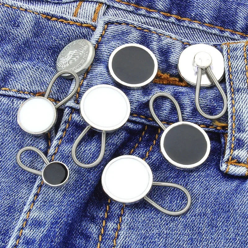 10MM Metal Elastic Collar Extenders Button Extenders for Shirt Dress Trousers Coat Collars Free Sewing Waistband Expander