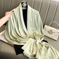 Foulard Silk Scarf Shawls Lady Bufanda Elegant Solid Scarves Women Sping Pashmina Hijab Wraps Female Beach Stoles 2024 Luxury