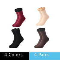 Winter Warm Solid Women Socks Thicken Thermal Socks Wool Cashmere Black Skin Seamless Snow Sock Velvet Unisex Socks