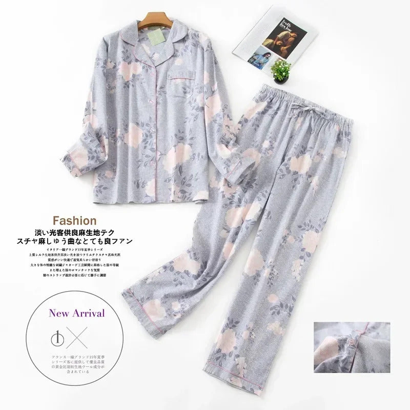 Women's Pajamas Plus Size S-XXXL Clothes Ladies Flannel Cotton Home Wear Suit Autumn Winter Pajamas Plaid Print Sleep Tops