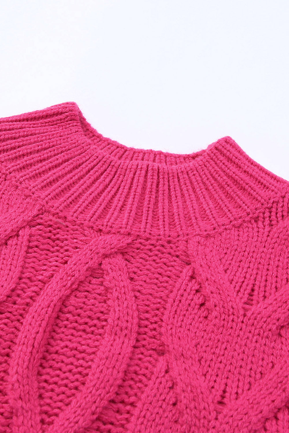 Rose High Neck Cable Knit Tasseled Sweater