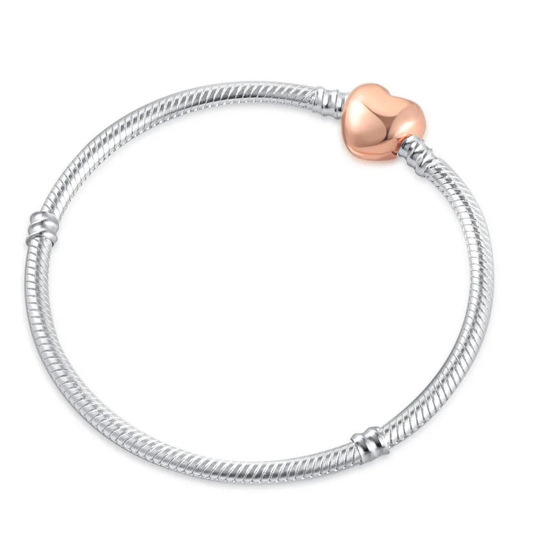 New Classics Rose Gold Love zircon Clip Bracelet Special Original Serpentine Bead Pendant Charm Jewelry Accessories