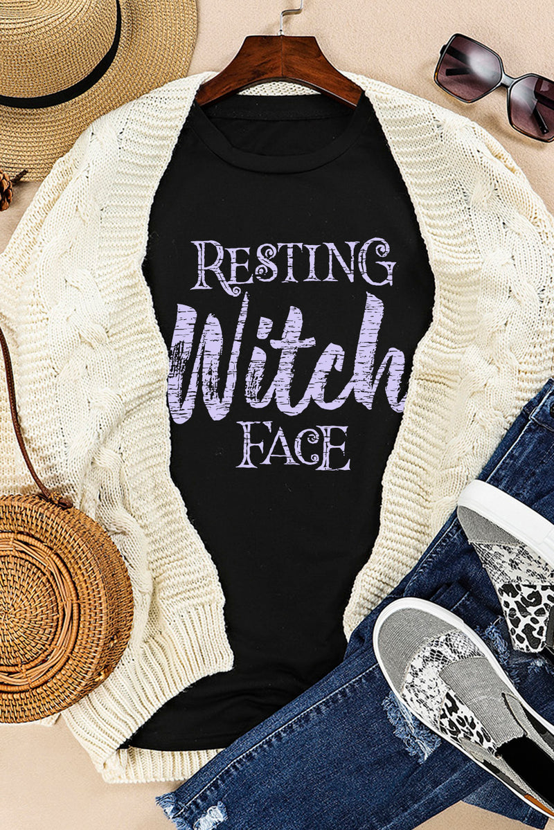 Black Resting Witch Face Graphic Tee