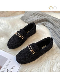 Luxury Sheep Fur Lined Loafers Women Lambswool Shoes Ladies Winter Slip On Furry Flats Cotton Wool Mocasine Femme Barefoot Boots