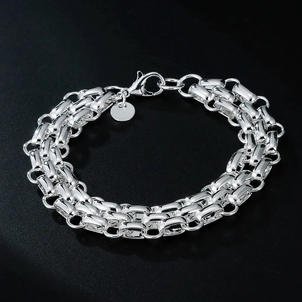 Fine 925 Sterling Silver Noble Nice Chain Solid Bracelet for Women Men Charms Party Gift Wedding Fashion Jewelry Hot Model