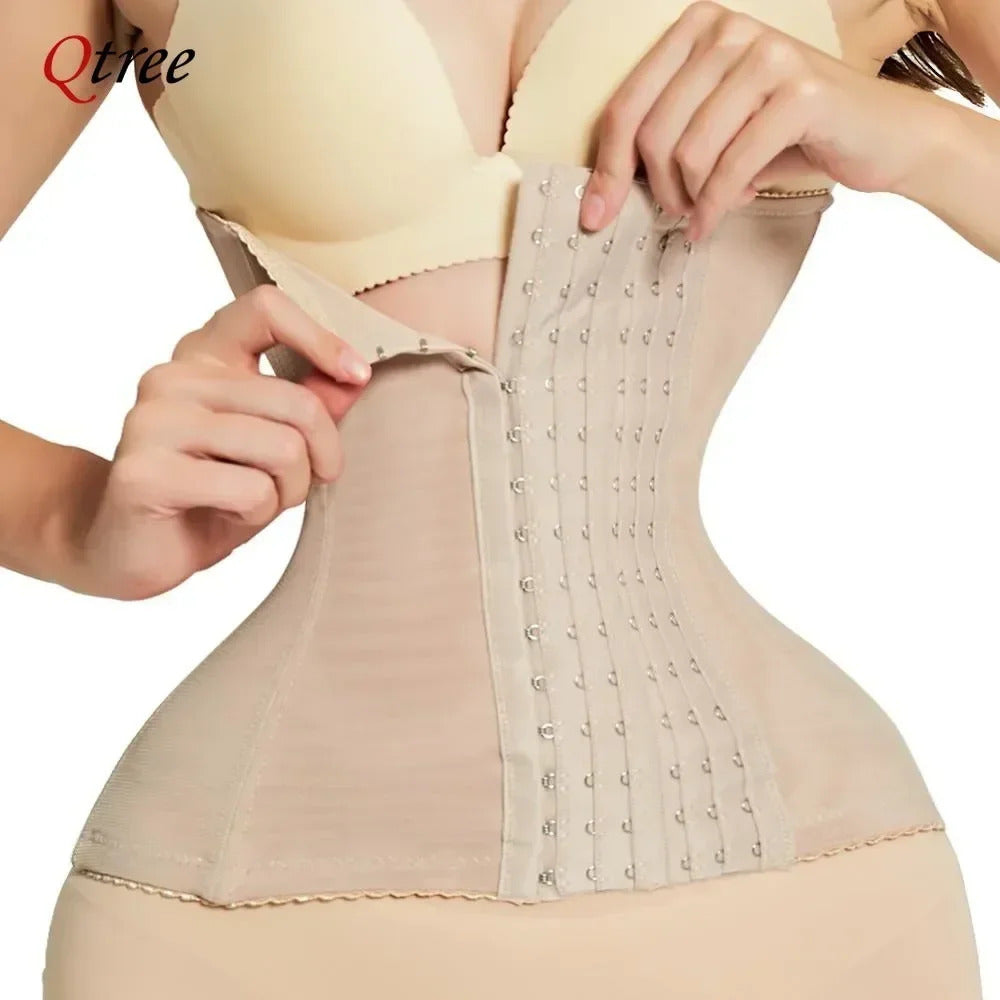 Qtree Dress Slimming Waist Trainer Belt Shapewear Women Belly Cincher Body Shaper Fat Compression Strap Girdles Firm Hook Corset