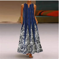 Ladies Summer Long Dress Floral Sleeveless 3D Print Elegant Party Dresses For Women 2024 Casual Beach Women Dress Spring Clothes