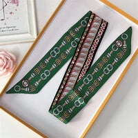 2022 Luxury Silk Scarf Slim Hair Accessories Fashion Bag Handle Ribbon Ladies Horse Print Headband Belt Ladies Fall New 60SKU