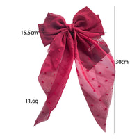 6Styles Girls Long Big Bow Float Satin Clips Back Head Hair Clip Internet Red with The Same Temperament Elegant Hair Accessories