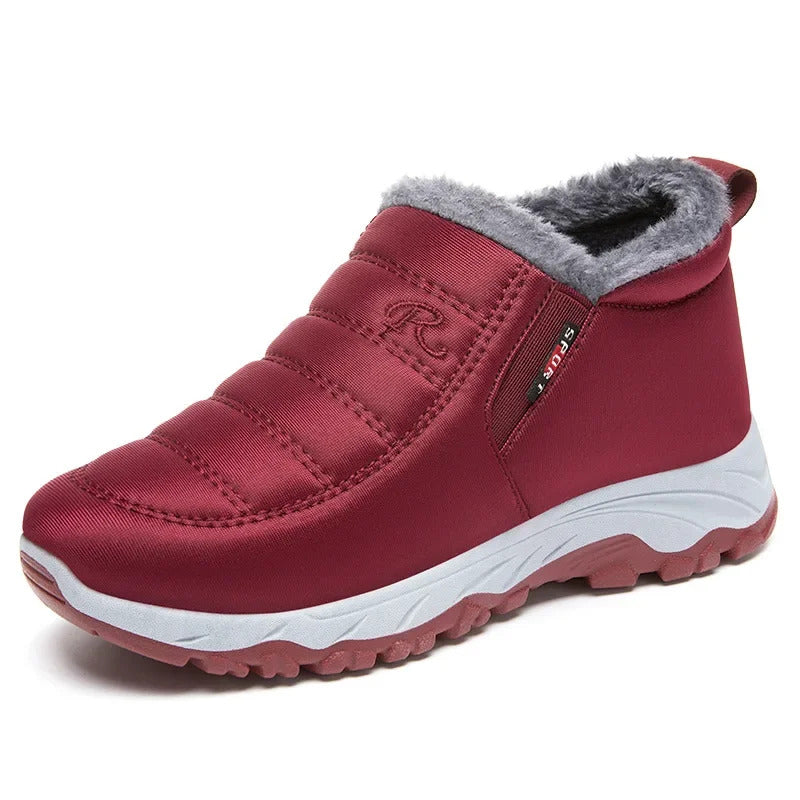 Women's Fleece Lined Snow Boots, Winter Warm Waterproof Slip on Ankle Boots, Thermal Outdoor Short Boots