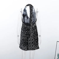 Sexy Sequin Velvet Sleeveless Dress Women Black Shinny V-neck A-line Loose Evening Dresses Female 2025 Fashion Solid Party Robe