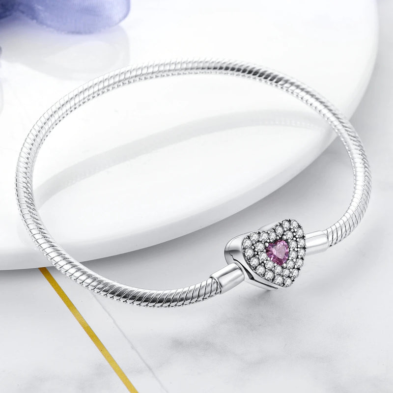 Silver Plated Stars Heart Shape Butterflies Clover Clasp Bracelet for Women Fit Original Charms Beads DIY Making Gift