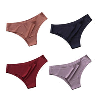 4PCS/Set Seamless Panties Women Sexy Underwear Ice Silk Underpants Low Waist G-string Female Soft Solid Ultra-thin Briefs