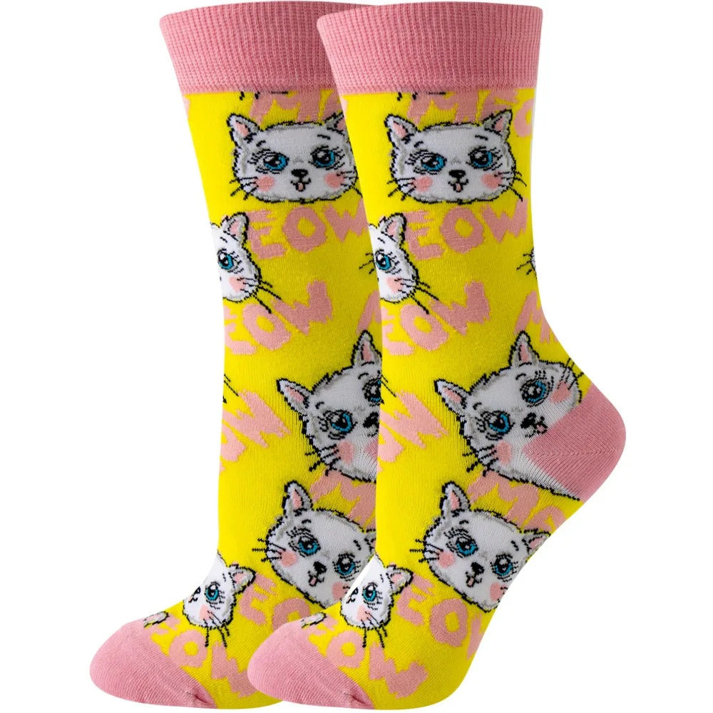 New Fashion Colorful Funny Happy Casual Women Socks Dress Harajuku Cute Animal Cartoon Men's Socks