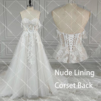 Luxe Shimmer Tulle Off Shoulder Wedding Dress with Embroidered 3D Flowers Sweetheart Puffy Lace Up Customized Bridal Gowns