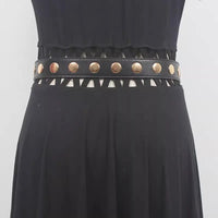 Women's Runway Fashion PU Leather Rivet Cummerbunds Female Dress Corsets Waistband Belts Decoration Narrow Belt R488