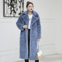 Winter Women High Quality Faux Rabbit Fur Coat Luxury Long Fur Coat Loose Lapel OverCoat Thick Warm Plus Size Female Plush Coats