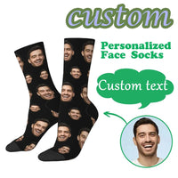 fashion custom face socks 3d printing custom text plus photos trend personality long socks the best gift for family and friends